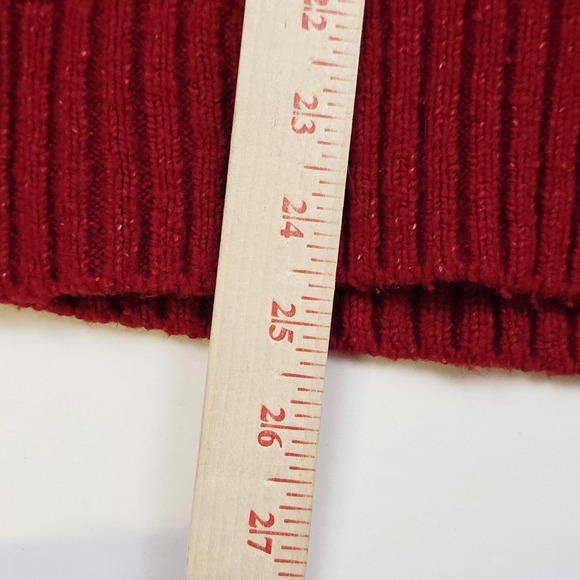 American Eagle Sweater Mens Small Red Patchwork Cable Knit Crewneck Pullover Y2K - Picture 8 of 10